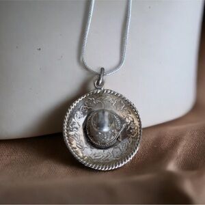 Large sombrero pendant from Mexico. Sterling